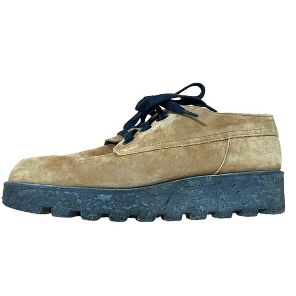 ARCHE Lace up Full Grain Nubuck Leather Derbies in Yellow Fox 37